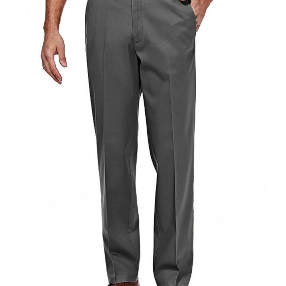 Haggar Gray Dress Pants Flat Front Wool Blend